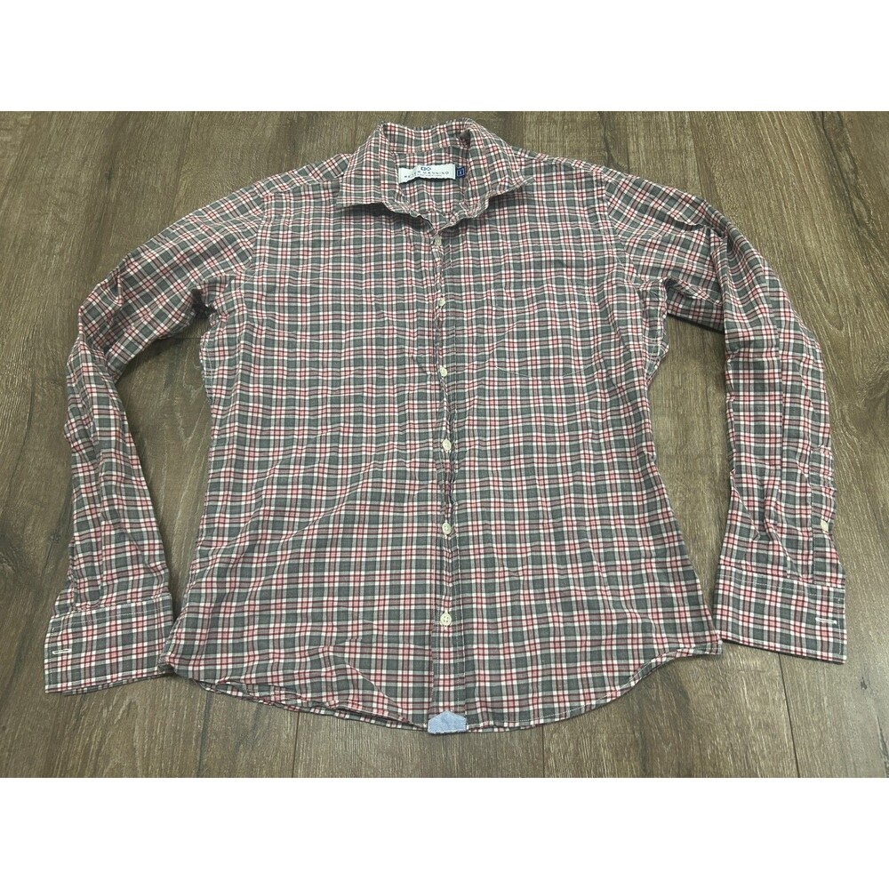 Peter Manning Shirt Mens Size 1 Gray Red Check Button Up Casual Portugal